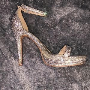 High heels with rhinestones, only wore once for a dance.